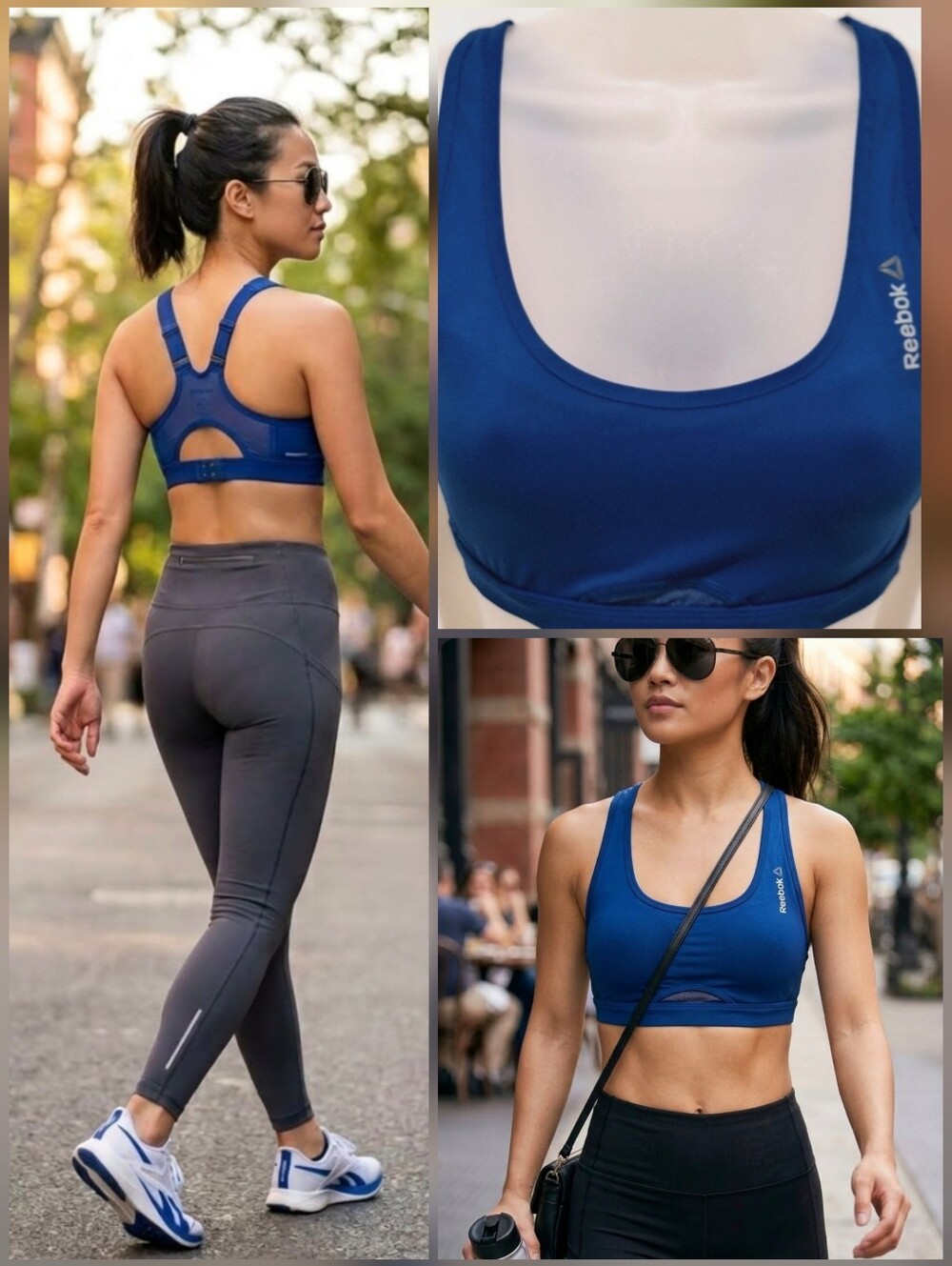 💙Reebok Playice blue racerback sports bra adjustable straps 🤍XS